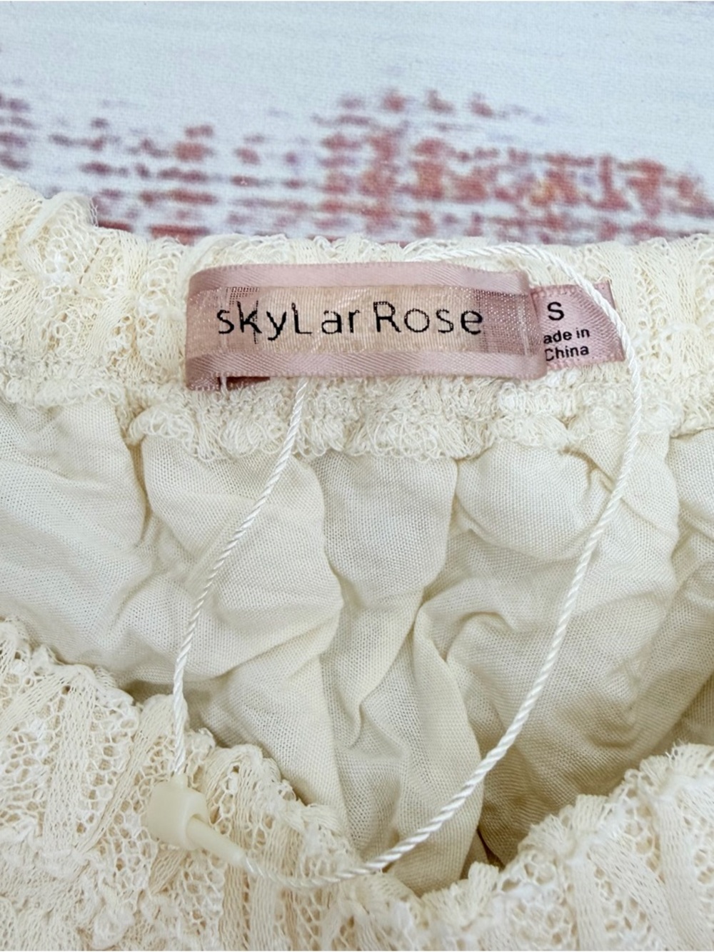 Skylar Rose Size Small Cream Lace off-shoulder Tiered Maxi Dress - Picture 15 of 16